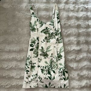 Abercrombie & Fitch Floral Linen Green and White Mini Dress